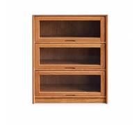 Amagogo Miniature Storage Cabinet Dollhouse Cabinet Display Shelf Organizer With Wood Grain Surface And Easy Access Hinged Door Suitable for dollhouse scenes, Cherry Wood, 3-Layer