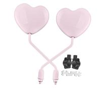 Amagogo Motorcycle Heart Shaped Rearview Mirror Universal for Clear Back Vision Repair Parts 1 Pair Professional Convex Mirrors, Pink