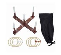 Amagogo Outdoor Toss Game Wooden Hoop Toss Set Target Rope s Five Post Solid Wood Structure Hemp Rope Grip with Storage Pouch suitable for yard pastime family fun indoor play