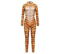 Amagogo Printed Jumpsuit Tiger Print Catsuit Bodysuit Cosplay Romper One Piece Polyester Spandex Close Fit Costume Outfit Suitable for Halloween themed, Tiger Print Male Torso, S