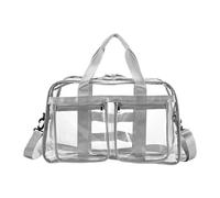 Amagogo PVC Clear Tote Bag Portable Trendy Travel Duffle Pouch for Commuting Camping, Light Gray