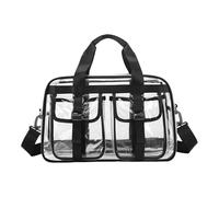 Amagogo PVC Clear Tote Bag Travel Duffle Bag for Fitness Travel Camping Stadium Hiking, Black