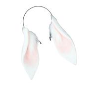 Amagogo Rabbit Ears Headband Realistic Cosplay Props for Halloween Cosplay Party, white and pink