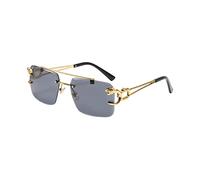 Amagogo Rimless Sunglasses Rectangle Frameless Glasses, Eye Glasses Summer Trendy Sunglasses for Travel Women Men Beach Vacation Party, black gray
