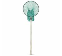 Amagogo Round Fish Net Fish Net Catch Net With Wooden Handle And Rubber Line Mesh For Secure Hold And Quick Rinse Suitable for cr eds breakwaters jon, Handle length 1.2m, Round