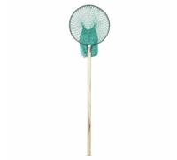 Amagogo Round Fish Net Fish Net Catch Net With Wooden Handle And Rubber Line Mesh For Secure Hold And Quick Rinse Suitable for cr eds breakwaters jon, Handle length 1.4m, Round