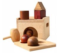 Amagogo Shape Learning Board Wooden Shape Sorter Toy Educational Puzzle Blocks Activity Board With Smooth Finish For Open Ended Play And Focus Building, Shape Sorting Hammer Box