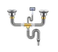 Amagogo Space-Saving Double Sink Drain Assembly | Leak-Resistant, Stainless Steel, Sink Plumbing Kit, 100CM