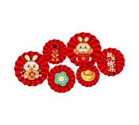 Amagogo Spring Festival Chinese Decoration Good Wishes Wall Sticker Decals Crafts Creative Red Paper Flowers Fan for Bridal Room Living Room Decor, style A