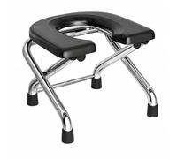 Amagogo Stable Cutout Toilet Chair with Stainless Steel Frame and Design Suitable for Senior Citizens People with Knee and Physical Rehabilitation, Black, 38CM