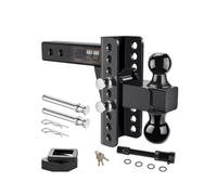 Amagogo Trailer Hitch Assembly Adjustable Tow Ball Mount Coupler With Lock Tightening Bar And Head Cover Alloy Carbon Steel, Black, Black Trailer Arm With 2 Pins And 1 Lock Black Ball