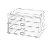 Amagogo Transparent Acrylic Drawer Makeup Organizer Jewelry Box Multi Tiered Showcase Fashion Hair Accessories Case for Dorm Bathroom, 4 Tiers