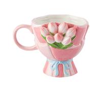 Amagogo Tulips Coffee Mug for Morning Beverages, Ideal for Home And Office, Pink