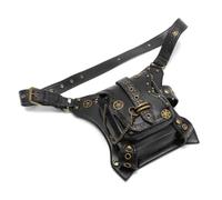 Amagogo Waist Pouch Steampunk Waist Bag Hip Pack Fanny Pack Belt Bag with Buckle Closure Adjustable Belt Chain Detail PU and Polyester Suitable for Concerts Parties Club wear Events