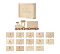 Amagogo Wooden Baby Milestone Photo Frame Keepsake First Twelve Months Photoes Week Month Year Newborn to 12 Months Nursery Decor