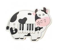 Amagogo Wooden Electronic Keyboard Toy For Children With Keys And Round Control Buttons Suitable For Preschool Learning Activities, Cow Electronic Piano