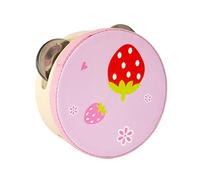 Amagogo Wooden Handheld Tambourine Double Rows Tambourine Percussion Instruments Hand Drum Educational Toy for Game Toys KTV Toddlers, Strawberry, 10cm
