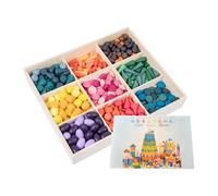 Amagogo Wooden Loose Beads Toy, Wooden Sensory Toys, 9 Shapes Colorful Stacking Toy, Rainbow Color for Boys And Girls