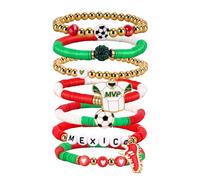 Amaiir Soccer Bracelet For Women, Game Day Mom Accessories & Outfits Sports Jewelry Fans Gifts, Charm Beaded Stretch Bracelets Essentials Team Gear, One Size, Plastic, not included