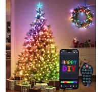 Amailtom Smart Christmas Tree Lights 2.1m, DIY RGBIC Lighting Animated Pattern Displays, Waterfall Xmas LED Tree Lights with Star Topper, App & Remote Control, Music Sync Timer for Holiday in/Outdoor