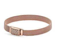 AMair Bracelet Authentic 925 Silver Rose Gold Woven Mesh Reflexions Bracelets Bangle Fit Women Bead Charm Diy Jewelry 925 Silver Bracelet (Color : F_18cm)