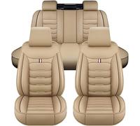 AMAIR Car Seat Covers Full Set for Volkswagen VW Passat B7 2011-2017 Without-Computer-boxes,Automotive Vehicle Leather Cushion Covers for 5 Passenger Cars,A/Beige-Standard