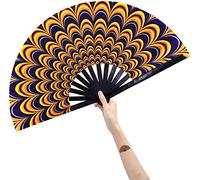 Amajiji Large Folding Hand Rave Fan Popping Fan for Line Dancing Clacking Fans for Boots On The Ground Dance,Party,Decoration,Festival (Peacock)