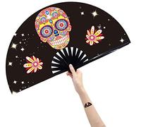 Amajiji Large Folding Hand Rave Fan Popping Fan for Line Dancing Clacking Fans for Dance,Party,Decoration,Festival (Alien)