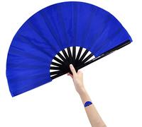 Amajiji Large Rave Fan Folding Hand Popping Fans for Line Dancing, Big Clacking Fans Clap Fan for Boots On The Ground Dance,Party,Decoration,Festival (Blue)