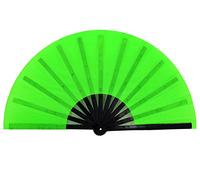 Amajiji Large Rave Folding Hand Fan for Men Women, Chinese Japanese Bamboo Fan Handheld Folding Fans Festival Fan Gift Fan Craft Fan Folding Fan Dance Fan (Green)