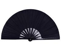Amajiji Large Rave Folding Hand Fan for Men Women, Chinese Japanese Bamboo Fan Handheld Folding Fans Festival Fan Gift Fan Craft Fan Folding Fan Dance Fan (Black)