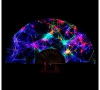 Amajiji Rave Folding Hand Fan Popping Fans for Line Dancing, Large Clacking Fans Clap Fan for Boots On The Ground Dance,Party,Decoration,Festival (Starry Sky)