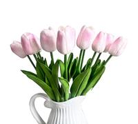 Amajoy 12PCS Real Touch Latex Tulips Artificial Flowers Fake PU Tulip for Wedding Bouquets Wedding Party Decoration Farmhouse Home Decor DIY Project (Pink 12PCS)