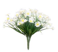 Amajoy 6PCS Artificial Daisy Flowers UV Resistant Fake Flowers for Outdoor Spring Summer Decoration Faux Plastic Greenery Shrub Plant for Hanging Pot Porch Garden Indoor Home Décor (White)