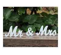 AmaJOY Vintage Mr & Mrs White Wooden Letters Wedding Stand Sign Stand Figures Decor Wedding Present Home Decoration