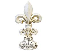 AMAJY Figurine for Rustic Fleur De Lis FDL Distressed White Freestanding Tabletop Statue Home Décor - Vintage Royal Ornate Style Decoration