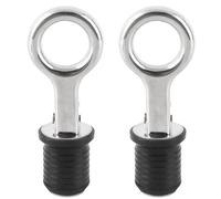 AMAKO 2 Pack 1in Boat Drain Plug with Snap Handle, Stainless Steel Rubber Watertight Seal Hull Drain Plug for Boat Yacht