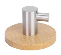 AMAKO Stainless Steel Wall Hook Durable Space Saving Hanger for Kitchen Bathroom Door Towel Coat Bag Holder Organizer with Wood Accent 4.9 X 4.9 X 3.1Cm