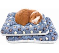 Amakunft 2-Pack Guinea Pig Bed, Washable Fleece Rabbit Mat, Blue Stars, M | Soft fluffy pet bed mat, 12.6 x 9.8 x 1.6 in, small animals bedding with cotton padding, for bunny rat hedgehog chinchilla