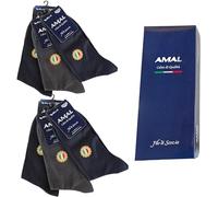 AMAL SOCKS Men's Scottish Yarn Short Socks | Short Socks for Men 100% Cotton | Shaved Mesh in Plain Colour | Pack of 6 Pairs | 3 Sizes Italian Product, French, 42-44