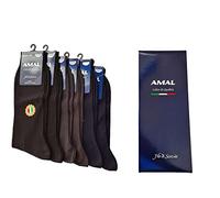 AMAL SOCKS Men's Socks in Scotland Thread Short | Men's Short Socks 100% Cotton | Plain Shaved Knit | Pack of 6 Pairs | 3 Sizes Italian Product, French, 42-44