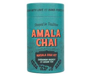 Amala Chai Authentic Masala Chai Kit - Cardamom Masala & Single-Origin Assam Tea, 15 Cups | Handcrafted, Ethically Sourced, Supports Farming Communities | Authentic Chai Tea Bags Alternative.