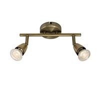Amalfi 2 Way Adjustable Bar Spotlight Fixture - IP20 Semi Flush Ceiling Light - GU10 LED Compatible Spotlight Lamp - Residential and Commercial Dimmable Light Fitting | Antique Brass Finish