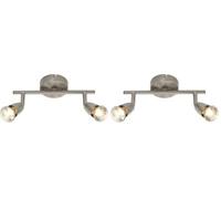 Amalfi 2 Way Adjustable Bar Spotlight Fixture - IP20 Semi Flush Ceiling Light - GU10 LED Compatible Spotlight Lamp - Residential and Commercial Dimmable Light Fitting | Satin Silver Finish (Pack of 2)