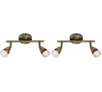 Amalfi 2 Way Adjustable Bar Spotlight Fixture - IP20 Semi Flush Ceiling Light - GU10 LED Compatible Spotlight Lamp - Residential and Commercial Dimmable Light Fitting | Antique Brass Finish