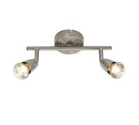 Amalfi 2 Way Adjustable Bar Spotlight Fixture - IP20 Semi Flush Ceiling Light - GU10 LED Compatible Spotlight Lamp - Residential and Commercial Dimmable Light Fitting | Satin Silver Finish