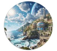Amalfi Coast 1000 Pieces Jigsaw Puzzle for Adults And Kids Round Jigsaw Puzzles Unique Challenge Family Game Stress Reliever Expert Skill Level 1000pcs (67.5x67.5cm)
