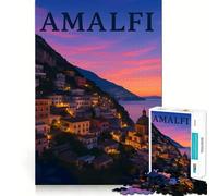 Amalfi Coast at Sunset Adult Jigsaw1000 Pieces Cognitive Train Game Tight Interlock No Gaps Calming Mental Break Activity (38x52cm)