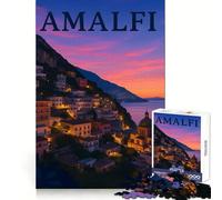 Amalfi Coast at Sunset Jigsaw Puzzle for Adults 1000 Pieces Memory Training Quiet Recreation Flawless Cut Holiday Treat (38x26cm)