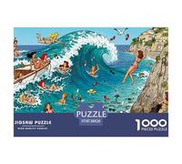 Amalfi Coast Bikini Tsunami Wooden Jigsaw Puzzle Waterproof 1000 Piece Puzzles for Adults Challenging And Brainteasing Educational Games